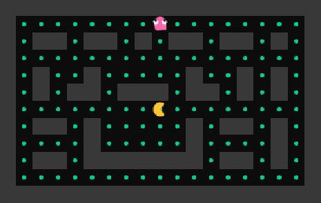 Hungry Circle: maze with dots, yellow player, and pink pursuer