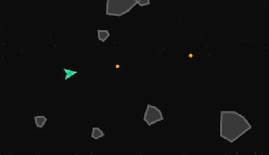 To the Stars: ship and asteroids on a star field